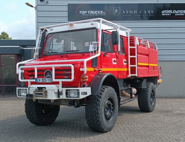 Mercedes-Benz Unimog U 5000 4x4 - (type 437.4) 4000 ltr -Wich -Feuerwehr Doppelkabine,Uberrollkafig - Rosenbauer - Expeditievoertuig, Camper TT 4836