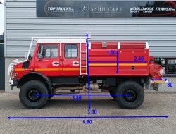 Mercedes-Benz Unimog U 5000 4x4 - (type 437.4) 4000 ltr -Wich -Feuerwehr Doppelkabine,Uberrollkafig - Rosenbauer - Expeditievoertuig, Camper TT 4836