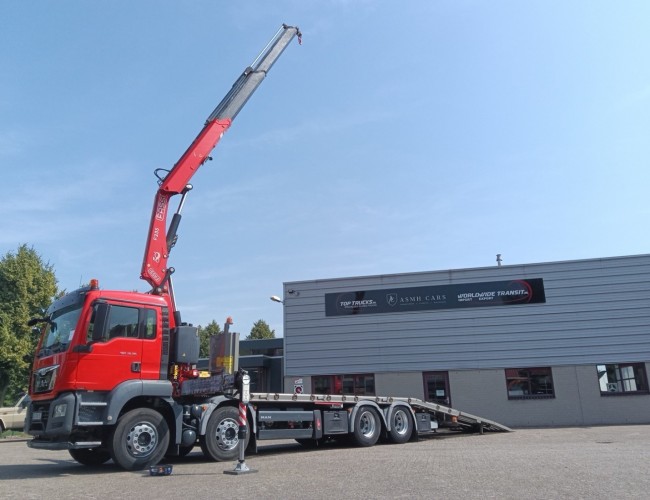MAN TGS 35.360 8x2 - Fassi 23TM Crane, Machine transporter, Loading ramp, recovery truck 6.2T. winch TT 4842