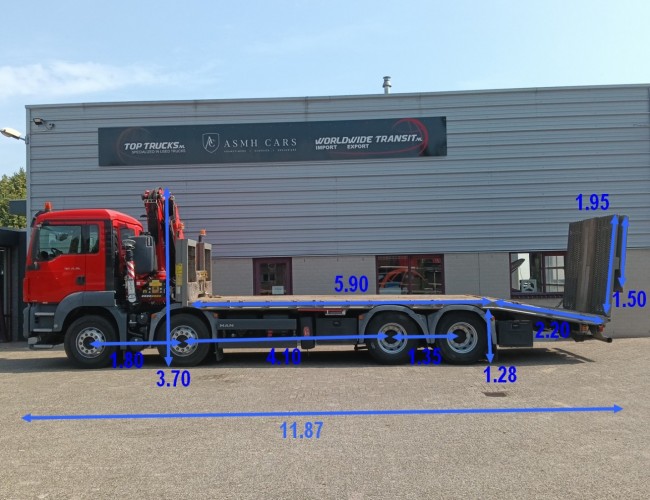 MAN TGS 35.360 8x2 - Fassi 23TM Kraan, Machine transporter, Oprijwagen, afsleepwagen 6.2T. lier TT 4842