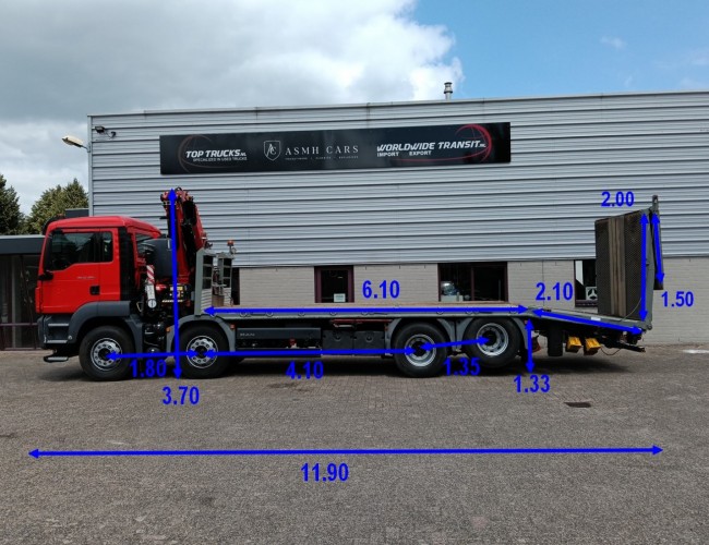 MAN TGS 35.360 8x2 - Fassi 23TM Kraan, Crane, Machine transporter, Oprijwagen, Loading ramp, Tow truck 6.2T. Winch TT 4849