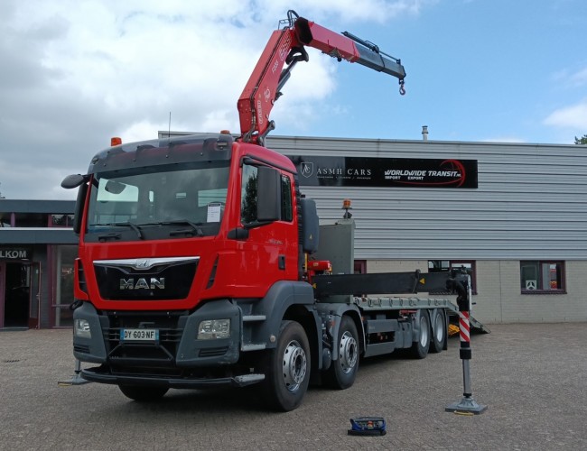 MAN TGS 35.360 8x2 - Fassi 23TM Kraan, Crane, Machine transporter, Oprijwagen, Loading ramp, Tow truck 6.2T. Winch TT 4849
