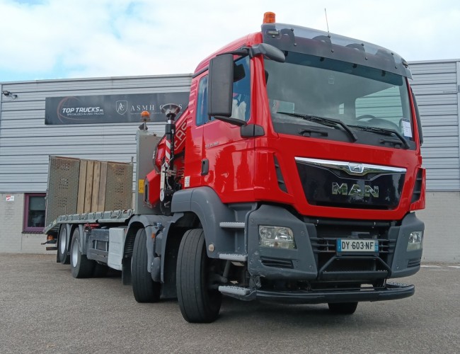 MAN TGS 35.360 8x2 - Fassi 23TM Kraan, Crane, Machine transporter, Oprijwagen, Loading ramp, Tow truck 6.2T. Winch TT 4849