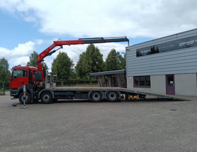 MAN TGS 35.360 8x2 - Fassi 23TM Kraan, Crane, Machine transporter, Oprijwagen, Loading ramp, Tow truck 6.2T. Winch TT 4849