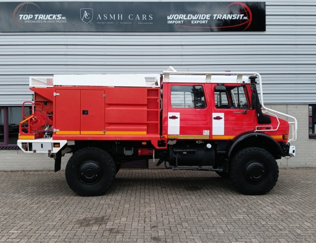 Unimog U 5000 Mercedes Benz -4x4 - (type 437.4) 4000 ltr -Wich -Feuerwehr Doppelkabine,Uberrollkafig - Camivar - Expeditievoertuig, Camper TT 4853