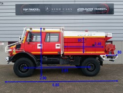 Unimog U 5000 Mercedes Benz -4x4 - (type 437.4) 4000 ltr -Wich -Feuerwehr Doppelkabine,Uberrollkafig - Camivar - Expeditievoertuig, Camper TT 4889