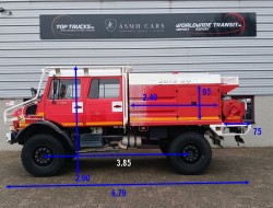 Unimog U 5000 Mercedes Benz -4x4 - (type 437.4) 4000 ltr -Lier, Winch -Feuerwehr Doppelkabine,Uberrollkafig - Camiva TT 4890