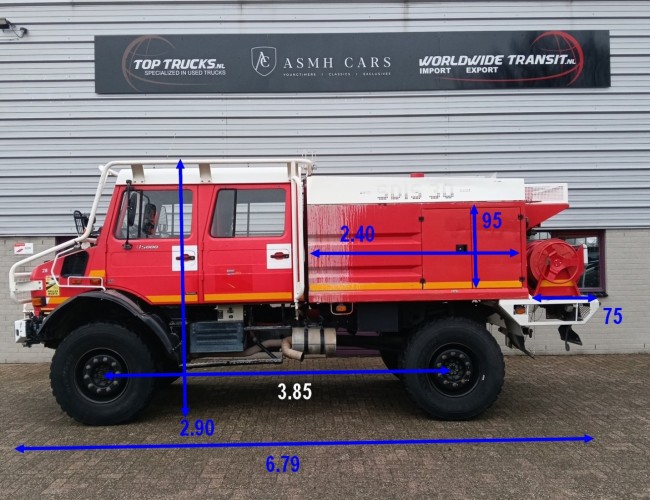 Unimog U 5000 Mercedes Benz -4x4 - (type 437.4) 4000 ltr -Lier, Winch -Feuerwehr Doppelkabine,Uberrollkafig - Camiva TT 4890