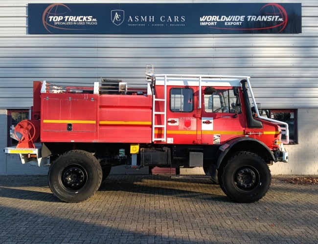 Unimog U 5000 Mercedes Benz -4x4 - (type 437.4) 4000 ltr -Lier, Winch -Feuerwehr Doppelkabine,Uberrollkafig - Camiva TT 4891